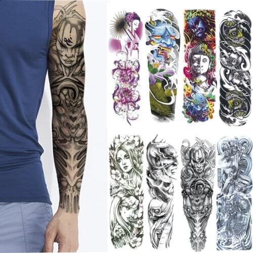 Large Arm Sleeve Tattoo Hell Devil Satan Lucifer Waterproof Temporary Tatto Sticker Rose Body Art Full Fake Tatoo Men women