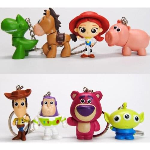 Disney Toy Story 4 Cute Woody Buzz Lightyear Pvc Action Figure Keychain Jessie Rex Mr.potato Alien Key Ring Ornament Kids Toys