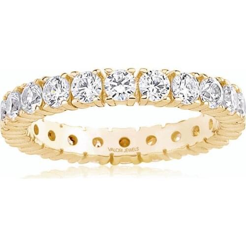 Valori Jewels 2.53 Carat, Zirconia White Round Gemstone, Gold Plated, Eternity Ring
