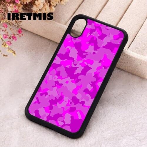 Iretmis 5 5S SE 2020 Phone Cover Case for iPhone 6 6S 7 8 Plus X Xs XR 11 12 Mini Pro Max Silicone TPU Pink Camo design