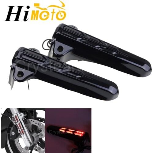 Black Motorcycle Red Light Front Lower Fork Cover Lower Leg Slider Covers Decoration For Harley Touring FLHT FLHX FLHR 2014-up
