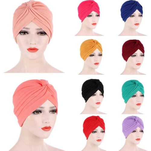 Women Indian Hat Muslim Hijab Chemo Cancer Cap Islamic Hair Loss Hat Head Scarf Turban Ruffle Inner Cap Arab Fashion Accessories