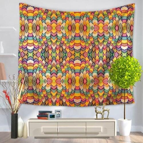 Home Decorative Wall Hanging Carpet Tapestry 130x150cm Rectangle Bedspread Bohemia Geometric Casual Pattern GT1033