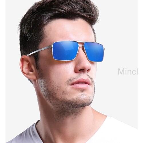 Custom Made Myopia Minus Prescription Polarized Lens alloy Polarized Square Sunglasses black Mirror Coating Anti-wind FML