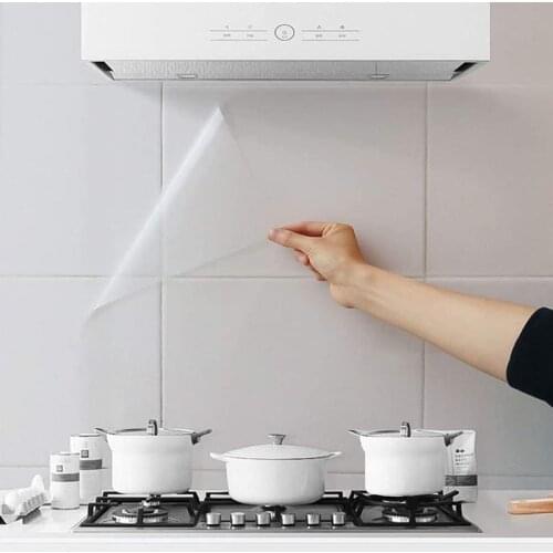 Kitchen Oil Proof Wall Sticker Transparent Ceramic Tile Sticker Heat-Resistant Wallpaper Protective Film Shelf Drawer Liner