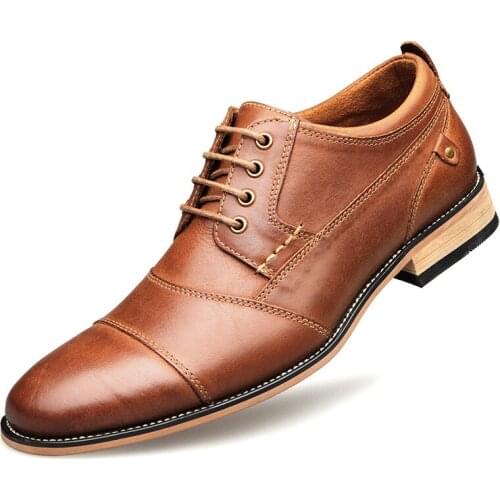 Men Casual Shoes Top Quality Oxfords Men Genuine Leather Dress Shoes Business Formal Shoes Men Flats Plus Size Wedding Party