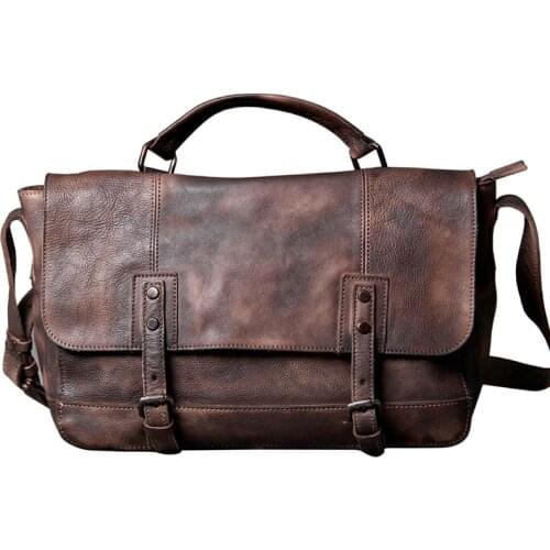 Bag Men Handbag Shoulder Messenger Bag Foreign Trade Male Bags First Layer Cowhide Retro Casual Mens Vegetable Tanned Leather