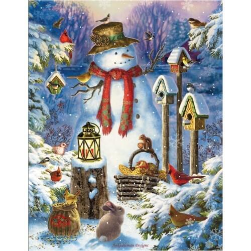 Embroidery Counted Cross Stitch Kits Needlework - Crafts 14 ct DMC DIY Arts Handmade Decor - Snowman in the Wild