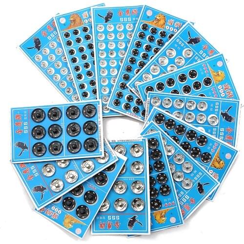 Multiple Sizes Black & Rhodium Round Snap Button Metal Fasteners Press Button Stud Embedded Buckle Garment Sewing Accessories