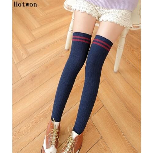 NEW 2020 Fashion Women Girls Striped Knee Socks Cotton Thigh High Over The Knee Stockings for Ladies Warm Long Stocking Sexy