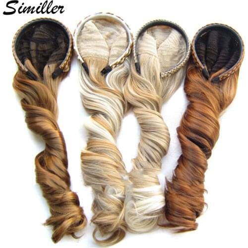 Similler Long Wavy Ombre Synthetic Hair Half Wigs For Women Heat Resistant Fiber Afro 18 Style For Available Mix Colors Ombre