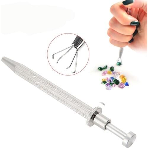 Diamond Tweezer gem claw Pick-Up Tool with 4 Prongs Tweezers jewelry tools equipments stond holder