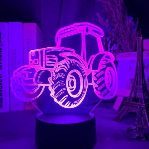 Cool Tractor 3D Optical Baby Night Light Led Touch Sensor Remote Color Changing Nightlight for Home Decor Bedside Table Lamp Car