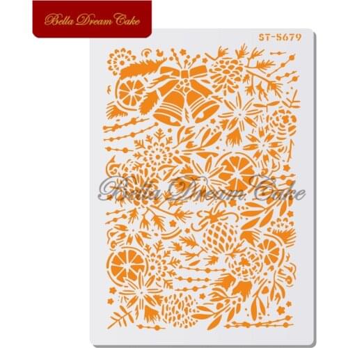 Christmas Bell Snowflake Cake Stencil PET Drawing Stencils DIY Scrapbooking Painting Layering Stencil Template For Home Decor