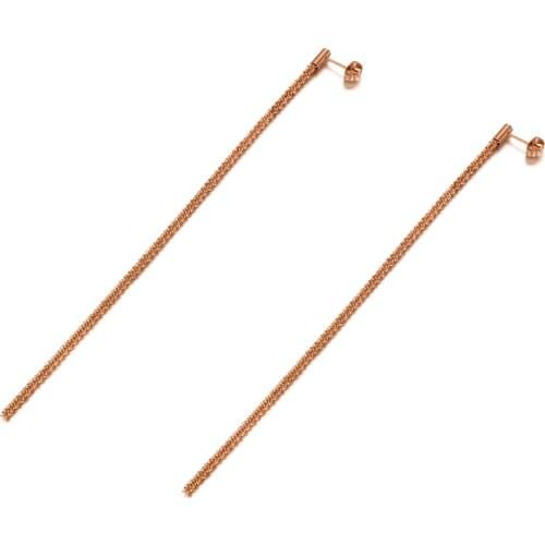 Trendy Titanium Stainless Steel 15cm Long Tassel Drop Earrings For Women Bohemia Chain & Link Dangle Earring E20086