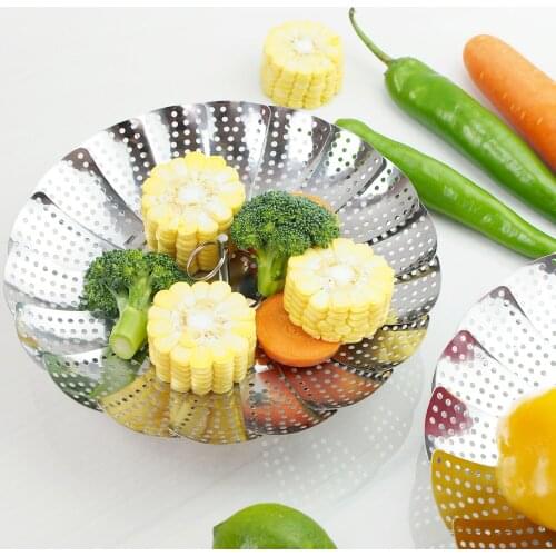 Folding Dish Stainless Steamer Steel Retractable Steamer Variety Steamed Stuffed Bun Steamer for food Kitchen Tool
