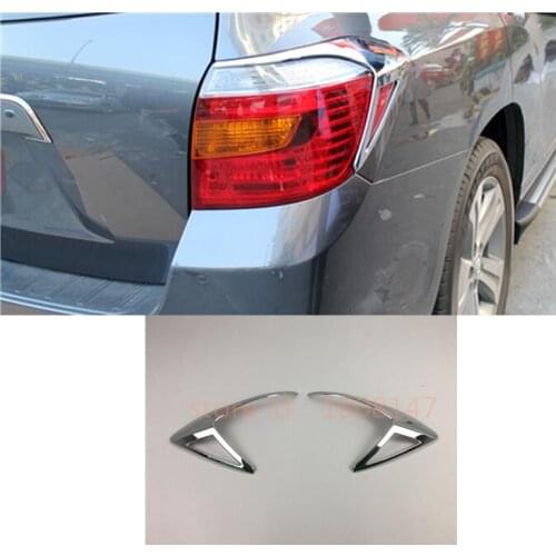 For Toyota Highlander 2008 2009 2010 2011 Car Styling Body Rear Back Light Lamp Frame Stick ABS Chrome Cover Trim Switch 2pcs