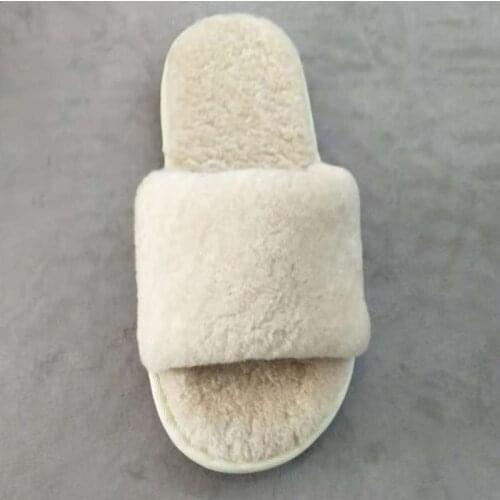 Real sheepskin and fur integrated slippers natural fur slippers comfortable for men and women in winter