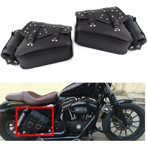 Universal Motorcycle Solo Bag Saddle Bags Tool Storage Drink Holder Black For Harley Sportster XL 1200 883 Softails Chopper New
