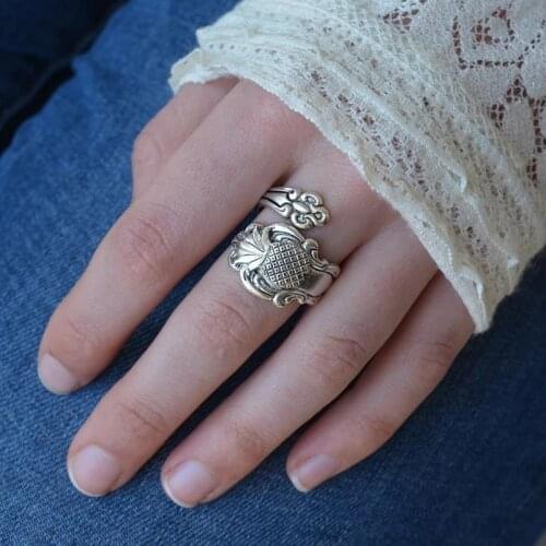 Bohemia Pineapple Pattern Wrap Rings for Women Party Fashion Jewelry Accessories Adjustable Finger Ring Female Bijoux