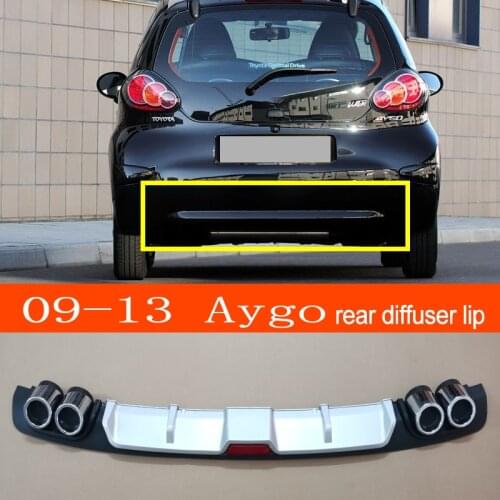Aygo 09-13 ABS Plastic Silver / Black Car Rear Bumper Rear Diffuser Spoiler Lip for TOYOTA Aygo 2009-2013 Hatchback