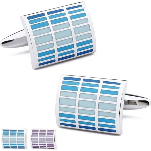 2 Colors Blue Purple Enamel Cufflinks For Men French Shirts Cuff Fashion Accessories Jewelry Wedding Gift