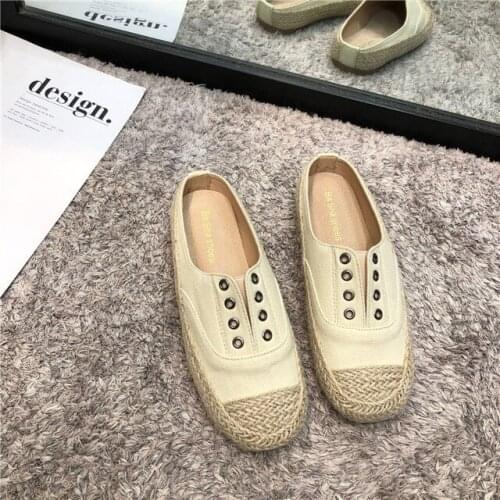 2021 New Summer Outdoor WomenS Flat Shoes Solid Canvas Weave Comfortable Ladies Concise Shoe Breathable Women Leisure Footwear
