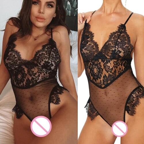 Women Sexy Lingerie Body Suit See Through Black Lace Sexy Underwear Floral Backless Erotic Bodysuits Teddy Lingere Sexy Costume