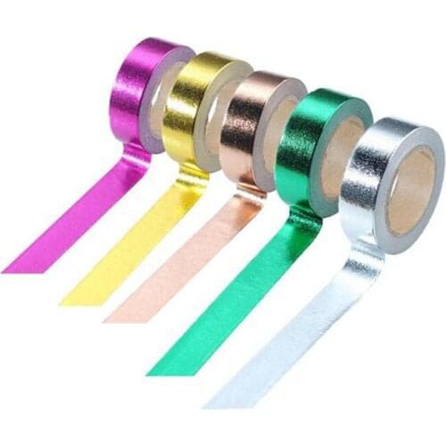 1pcs 15mm*10m DIY Scrapbooking Tools Masking Tape Gold/silver/rose red/Green/champagne Color Gold Foil Washi Tape