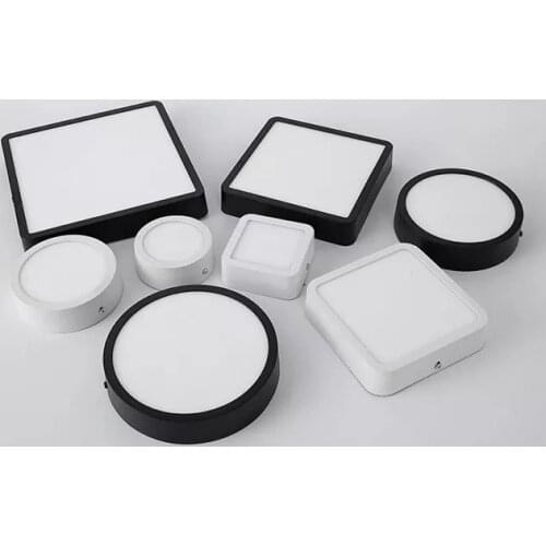 1pcs Black LED Panel Light 6W 9w 12W 18W 24w Surface Mounted LED Ceiling Lights AC85-265V Square Round LED Downlight