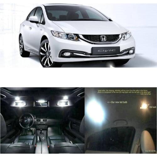 LED Interior Car Lights For honda civic 9.5 2013 room dome map reading foot door lamp error free 10pc