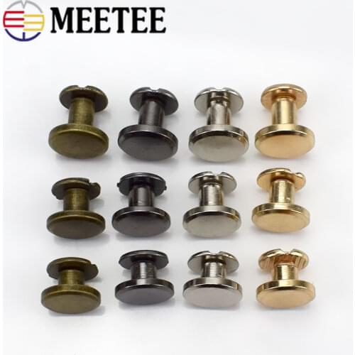 Meetee 20pcs 5-8mm Flat Head Screws Nail Rivet DIY Bag Book Notebook Metal Binding Belt Hardware Accessories Rivet Buckle BF007