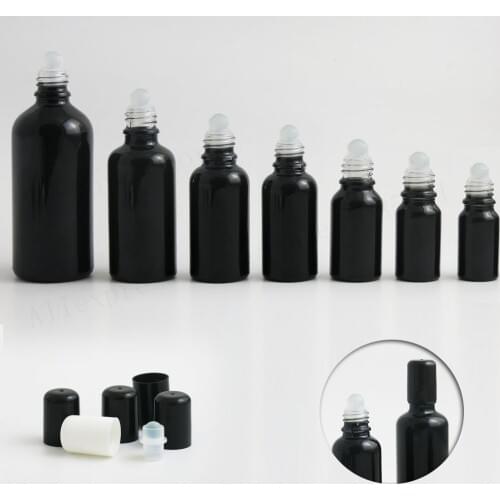 20x 1oz Essential Oil Perfume Refillable Small Empty Glass Bottle 5ml 10ml 15ml 20ml 30ml 50ml 100ml Black Roll On Roller Bottle