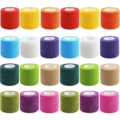 24 Rolls Self Adherent Wrap Bandages 2 Inches X 5 Yards First Aid Tape Elastic Self Adhesive Tape for Sports, Wrist, Ankle