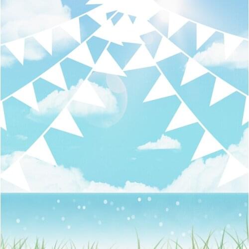 3Pcs White Bunting Silk Flags Marriage Garlands Pennant Wedding Christmas Banners Anniversary Birthday Party Supplies Decoration