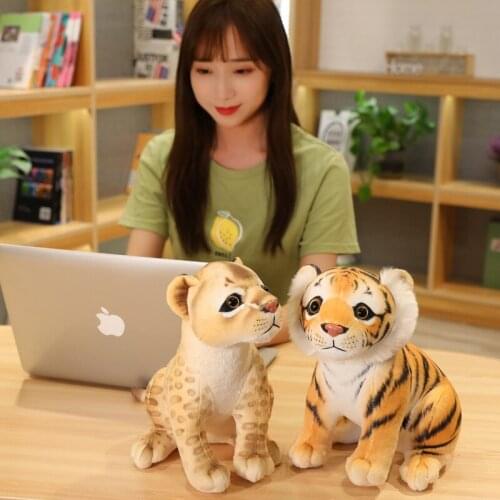 30/32cm Real Life Cute Tiger Leopard Lion Plush Toys Stuffed Forest Simulation Animal Doll Kids Children Cartoon Birthday Gift