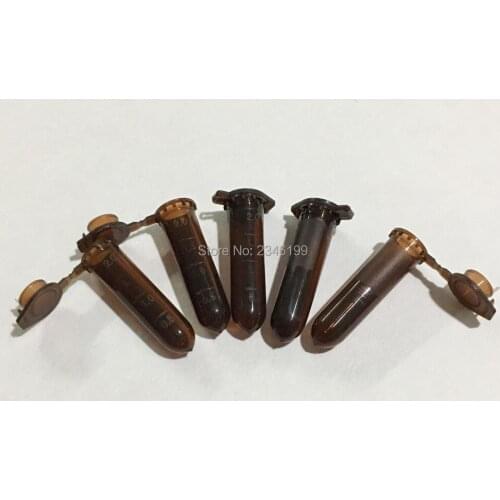 500pcs 2ML 10.5x42mm Brown Plastic Bottle Centrifuge Test Tube With Cap Scale Lab Supplies Cryopreservation For Experiments