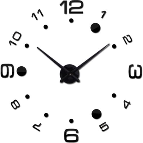 Promotion Diy acrylic mirror wall clock big quartz watch still life Circular clocks living room brief home decoration stickers