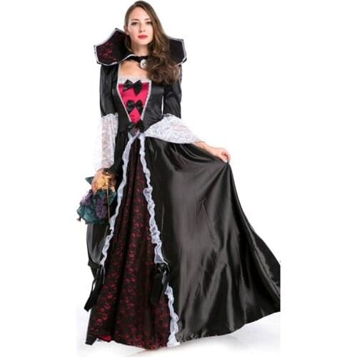 Free shipping Vampire Queen Medieval Renaissance Dracula Halloween Gown Fancy Dress Costume