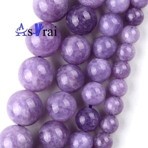 Natural Stone Beads 6 8 10 12mm Purple Lilac Jaspers Round Loose Spacer Beads For Jewelry Making Diy Handmade Bracelets 15"