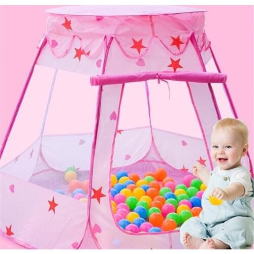 Kids Ocean Ball Pit Pool Toys Fairy House Playhut Tent Baby Toy Tents Pink Blue Baby Girls Outdoor& Indoor Princess Play Tent
