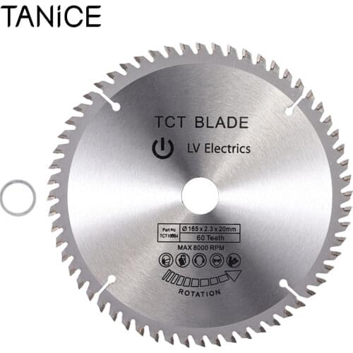 TANiCE 165 mm Circular Saw Blade 60 Teeth 20 mm Bore TCT Saw Blade Disc for Bosch Makita Dewalt Hard and Soft Wood Cutting