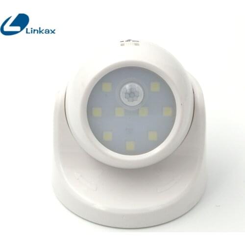 Home Security 9 LED Led Motion Sensor Night Light 360 Degree Rotation Childrens Auto PIR IR Infrared Detector Wall Lamp