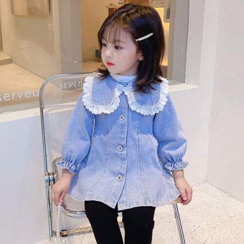 Girls Denim Jacket Outerwear Solid Color Girl Coats Kids Casual Girls Jackets Spring Autumn Childrens Clothes
