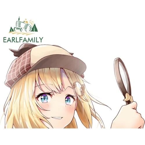 EARLFAMILY 13cm x 7.7cm for Hololive En Decal Personality Creative VAN Car Stickers DIY Waterproof Window Vehicle SUV Decal