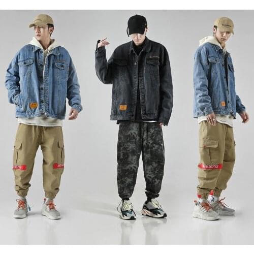 Denim Jacket Male Spring Autumn Loose Tide Brand Trend Wild Large Size Tooling Jacket Handsome Denim Jackets Black Ropa Hombre