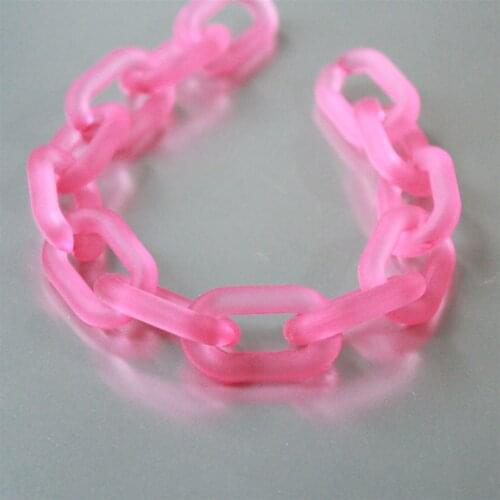 3feet Matte Pink Acrylic Chunky Chain, Translucent Open Plastic Necklace Chain,Open Link,Size 28mmx18mm Free Shipping