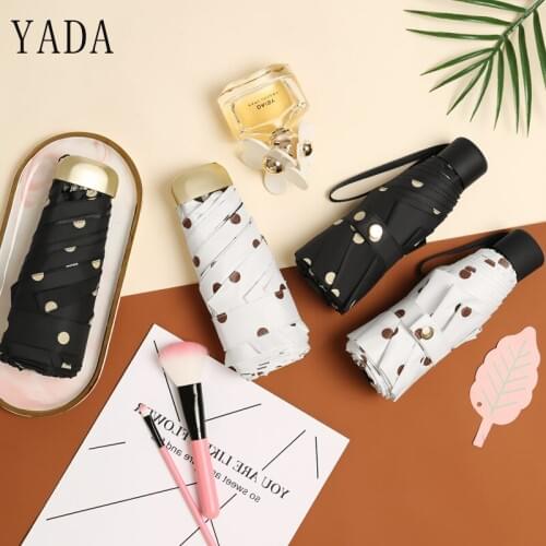 YADA Fashion Light Mini Pocket Dot Umbrella Parasol Rainy UV Five Umbrella For Women Men Anti-UV Folding Parasol Umbrellas YD155