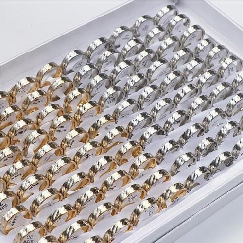 20pcs/Lot Fashion Stainless Steel Twill Rings For Men Women Mix Style Party Jewelry Gift