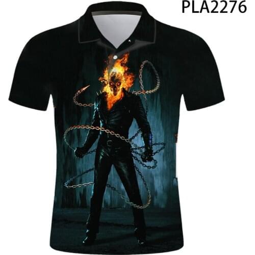 Ghost Rider New Summer 3D Printed Fashion Ropa Men Polo Shirts Boy Short Sleeve Casual Ropa De Hombre Streetwear Polo Homme